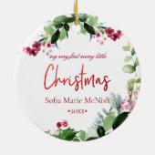 PixDezinesベビー初めてのクリスマス冬リース セラミックオーナメント (裏面)