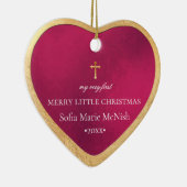 PixDezinesベビー初めてのクリスマス、Red Pomegranate セラミックオーナメント (右)