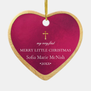 PixDezinesベビー初めてのクリスマス、Red Pomegranate セラミックオーナメント