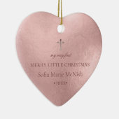 PixDezinesベビー第1回クリスマスフォト、バラ金ゴールド セラミックオーナメント (右)