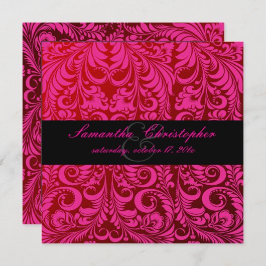 PixDezinesベリスシモヴィンテージダマスク 招待状 (正面/裏面)