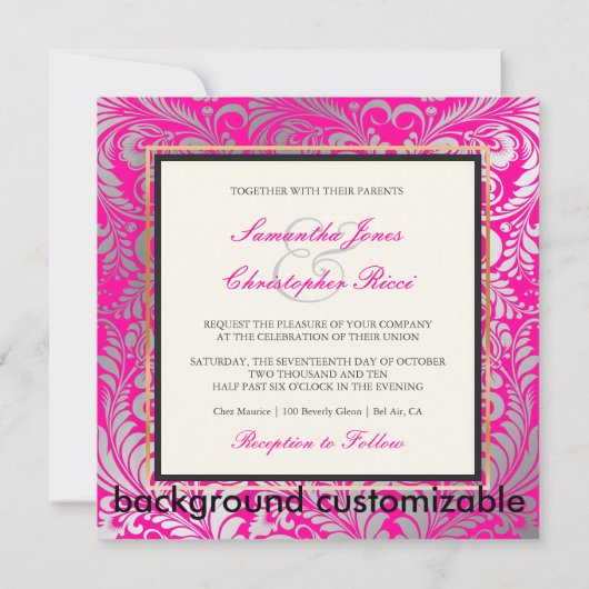 PixDezinesベリスシモヴィンテージダマスク 招待状 (裏面)