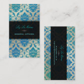 PixDezinesベンドームダマスク/ピーコックカラー 名刺 (正面/裏面)