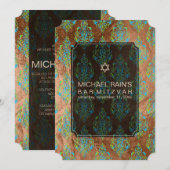 PixDezinesホイフェイクル/チュニス・ダマスクバー(ユダヤ教の)バル・ミツバー 招待状 (正面/裏面)