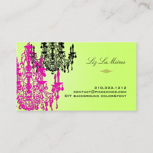 PixDezinesホットピンクのクリスタルシャンデリア/DIYカラー 名刺 (裏面)
