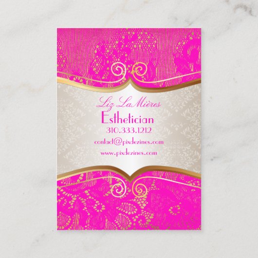 PixDezinesホットピンクレース 名刺 (裏面)