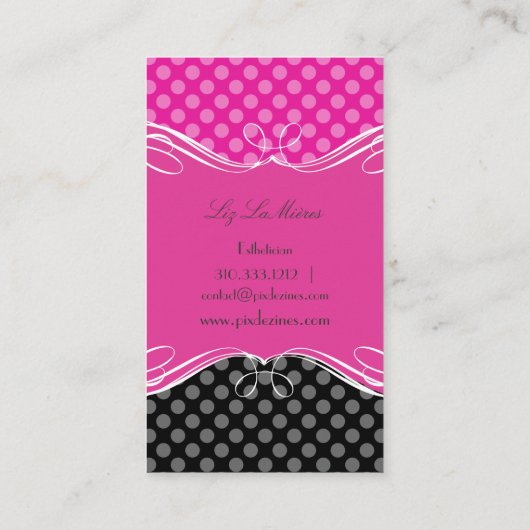 PixDezinesホットピンク水玉模様 名刺 (裏面)
