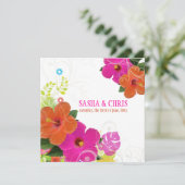 PixDezinesホットピンク+オレンジハイビスカス/ディバックグラウンド 招待状 (スタンド正面)