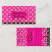 PixDezinesホットピンク+チョコレート水玉模様 名刺 (正面/裏面)