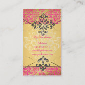 PixDezinesホットピンク/ヴィンテージエティエンヌダマスク 名刺 (裏面)