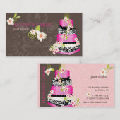PixDezinesホットピン結婚クのケーキ/ベーカリー/パティシセリ 名刺 (正面/裏面)