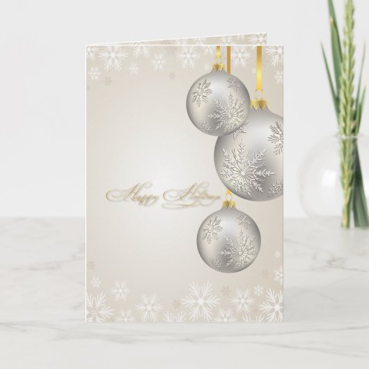 PixDezinesホリデーカード、シルバーオーナメント シーズンカード (正面)