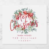 PixDezinesホリデー応援ウィンタークリスマスリース スパークリングワインラベル (シングルラベル)