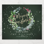 PixDezinesホリデー応援ウィンタークリスマスリース スパークリングワインラベル (シングルラベル)
