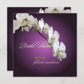 PixDezinesホワイトオーキッドブライダルシャワー/DIYカラー 招待状 (正面/裏面)
