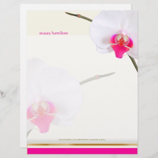 PixDezinesホワイトオーキッド2|完璧な花嫁 レターヘッド (正面/裏面)