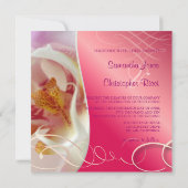 PixDezinesホワイトオーキッド|ピ淡い色のンク+白 招待状 (裏面)