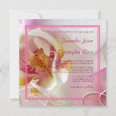 PixDezinesホワイトオーキッド|ピ淡い色のンク+白 招待状 (裏面)