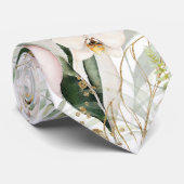 PixDezinesホワイトオーランズグリーン金ゴールド ネクタイ (ロール)