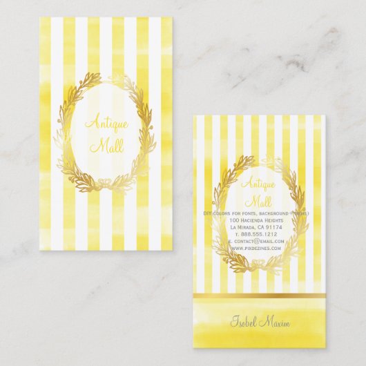 PixDezinesホワイトストライプ/シトロンのデジタル水色 名刺 (正面/裏面)