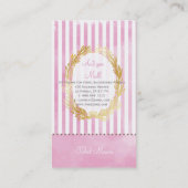 PixDezinesホワイトストライプ/ピンクデジタル水色 名刺 (裏面)