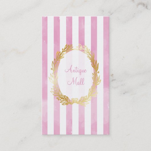 PixDezinesホワイトストライプ/ピンクデジタル水色 名刺 (正面)