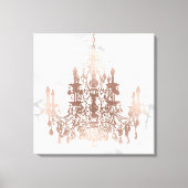 PixDezinesホワイトマーブルフェイクバラ金ゴールドシャンデリア キャンバスプリント (正面)