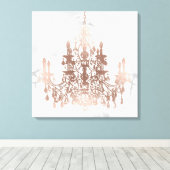 PixDezinesホワイトマーブルフェイクバラ金ゴールドシャンデリア キャンバスプリント (インサイチュ (ウッドフロア))