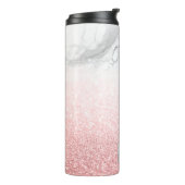 PixDezinesホワイトマーブル+バラ金ゴールドフェイクグリッター タンブラー (回転左)