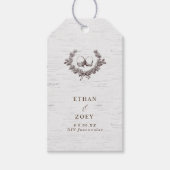 PixDezinesホワイト樺の木+アコーンリース ギフトタグ (正面)