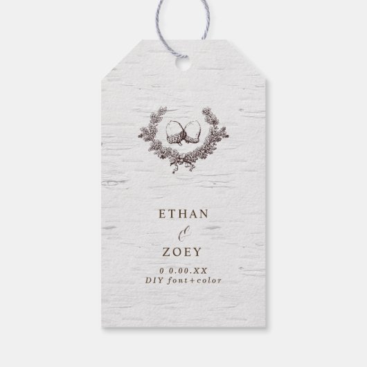 PixDezinesホワイト樺の木+アコーンリース ギフトタグ (裏面)