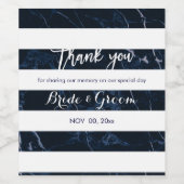 PixDezinesホワイト/ブルーマーブルストライプ ワインラベル (シングルラベル)