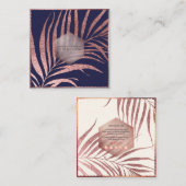 PixDezinesボタニカルバラ金ゴールドパームフロント スクエア名刺 (正面/裏面)