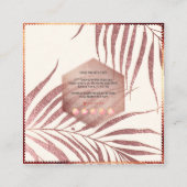 PixDezinesボタニカルバラ金ゴールドパームフロント スクエア名刺 (裏面)