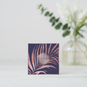 PixDezinesボタニカルバラ金ゴールドパームフロント スクエア名刺 (スタンド正面)