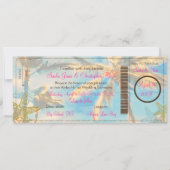 PixDezinesボーディングパスヴィンテージハワイビーチ 招待状 (正面)