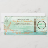 PixDezinesボーディングパス+ビーチ結婚式招待状 招待状 (正面)