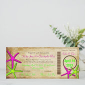 PixDezinesボーディングパス+ビーチ結婚式招待状 招待状 (スタンド正面)