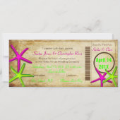 PixDezinesボーディングパス+ビーチ結婚式招待状 招待状 (正面)