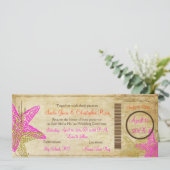 PixDezinesボーディングパス+ビーチ+Pink Starfish 招待状 (スタンド正面)