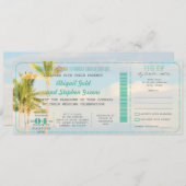 PixDezinesボーディングパス+ヴィンテージビーチ結婚式 招待状 (正面/裏面)