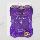PixDezinesマスカレードキンセアニェラ、濃い紫 招待状 (裏面)