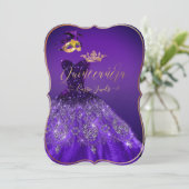 PixDezinesマスカレードキンセアニェラ、濃い紫 招待状 (スタンド正面)