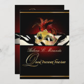 PixDezinesマスカレード/キンセネラ/ゼブラ/DIYカラー！! 招待状 (正面/裏面)