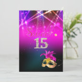 PixDezinesマスカレード/クリン/レーザーライト 招待状 (スタンド正面)