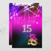 PixDezinesマスカレード/クリン/レーザーライト 招待状 (正面/裏面)