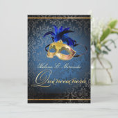 PixDezinesマスカレード/ブルー/DIYカラー！! 招待状 (スタンド正面)