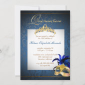 PixDezinesマスカレード/ブルー/DIYカラー！! 招待状 (裏面)