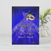 PixDezinesマスカレード/ブルー/DIYcolor! 招待状 (スタンド正面)