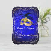 PixDezinesマスカレード/Blue/DIYcolor! 招待状 (スタンド正面)